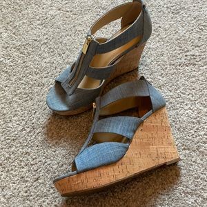 Michael Kors denim wedges size 10